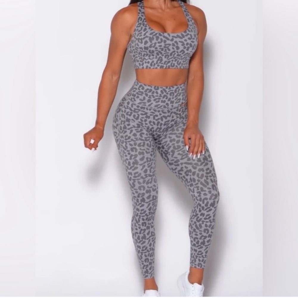 Bombshell Sportswear Gray Leopard Leggings and matching Bra